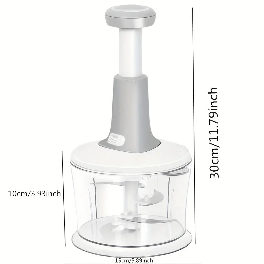 Manual Food Processor Garlic Press - Hand-Powered Meat Grinder Vegetable Chopper and Dicer, Plastic Kitchen Gadget
