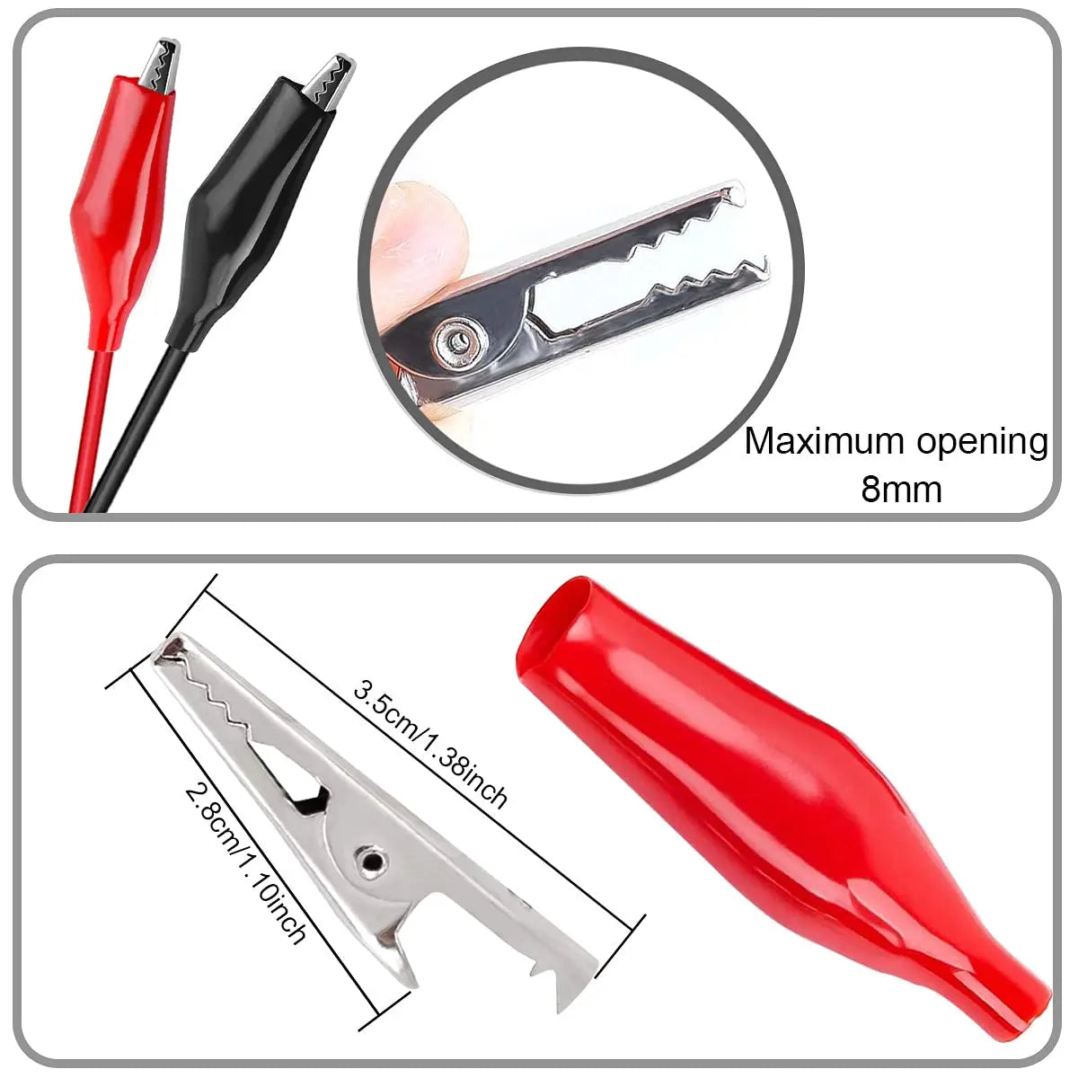 Alligator Clip to USB, Crocodile Clamps to USB Type-A Male Connector Cable Copper Test Leads for Testing Circuit Power Supply
