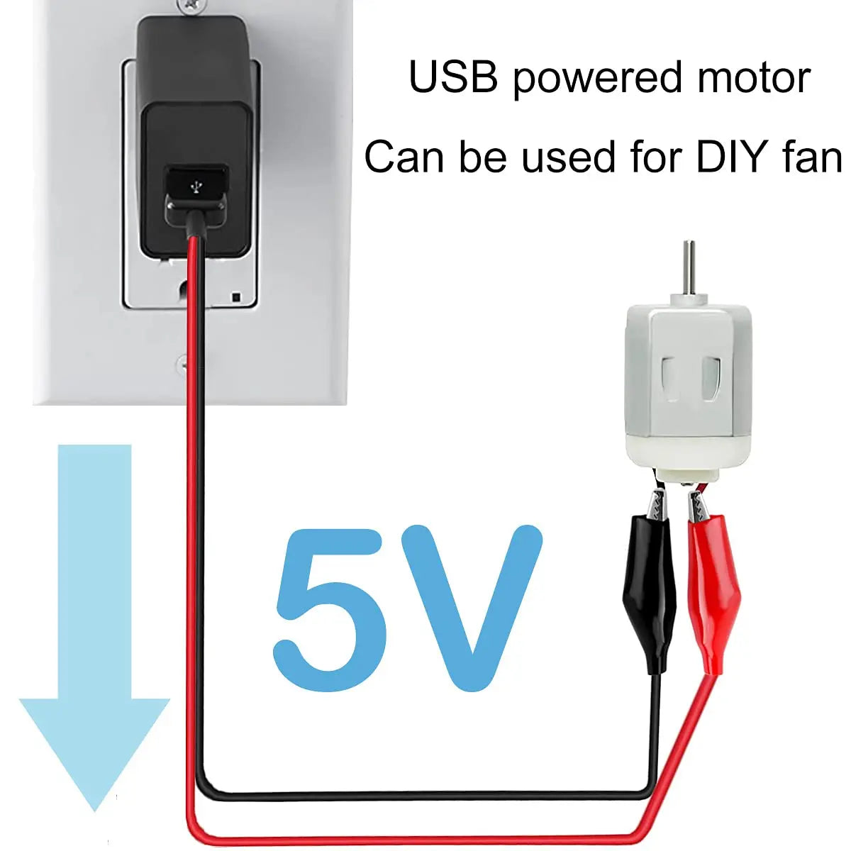 Alligator Clip to USB, Crocodile Clamps to USB Type-A Male Connector Cable Copper Test Leads for Testing Circuit Power Supply