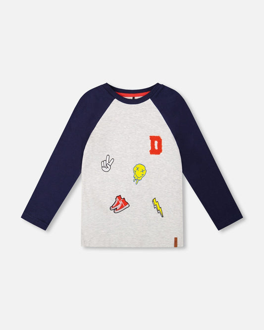 Organic Cotton Raglan Sleeve Tee Shirt Light Heather Grey-0