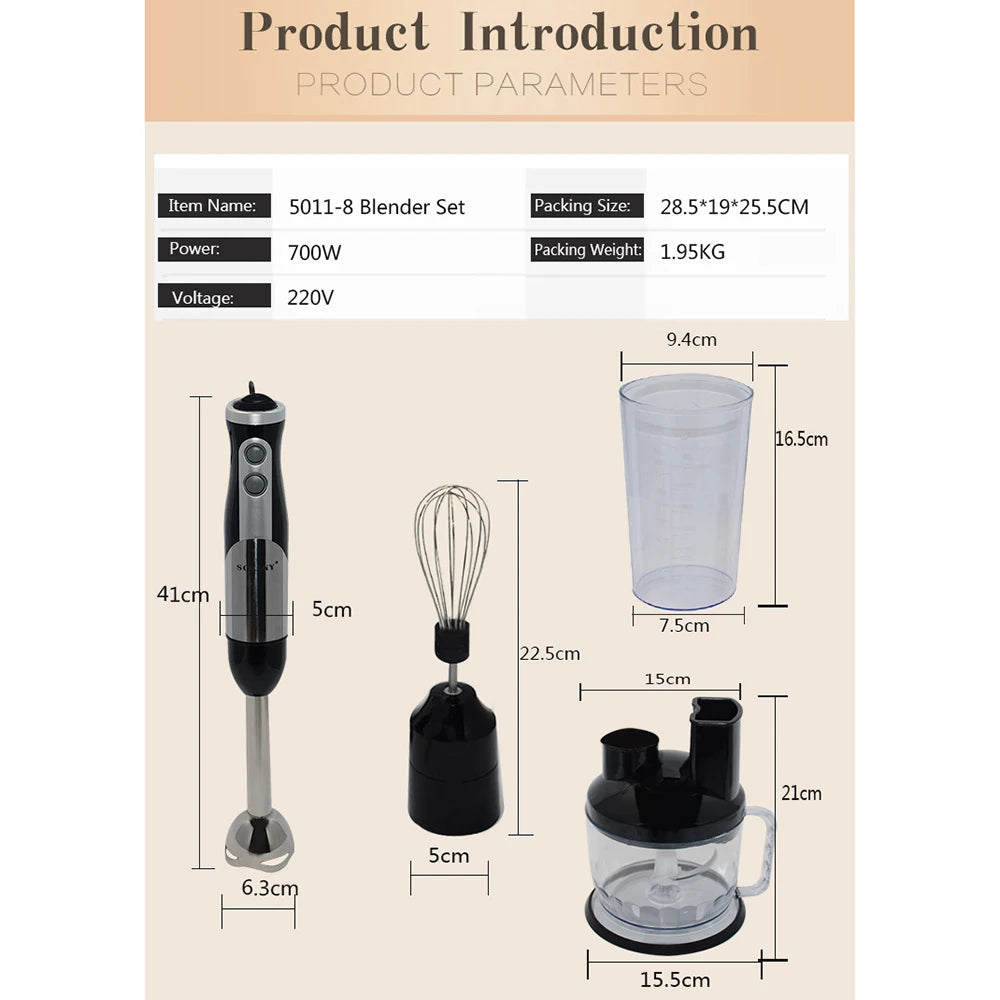 8-in-1 Electric Food Processor, Multifunctional with Chopper Blender Grinder for Shakes, Purees and Vegetables