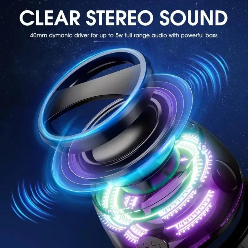 XIKCU Portable Mini Travel Stereo Outdoor Magnetic Bluetooth Speaker Wireless with RGB Color Light and Phone Holder for ios