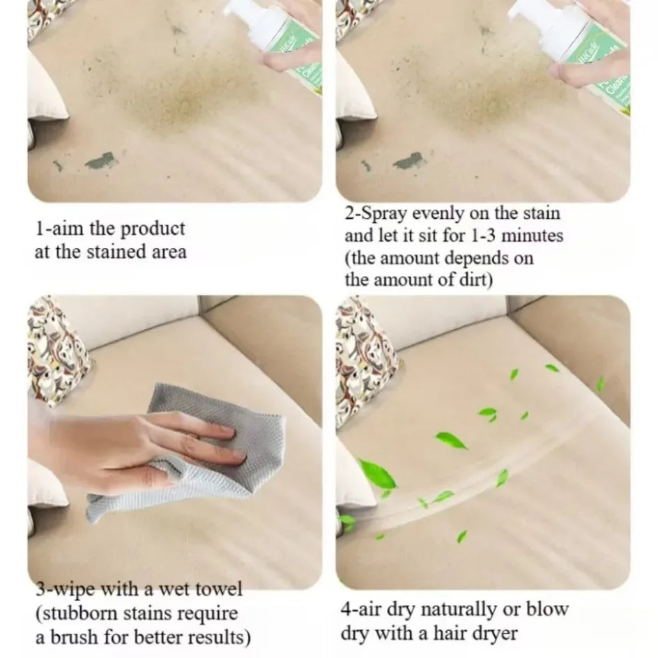 Fabric Sofa Foam Dry Cleaner Multi-Functional Cleaning Solution Clothing Stain Remover for Carpet Curtain No Water Needed Agent