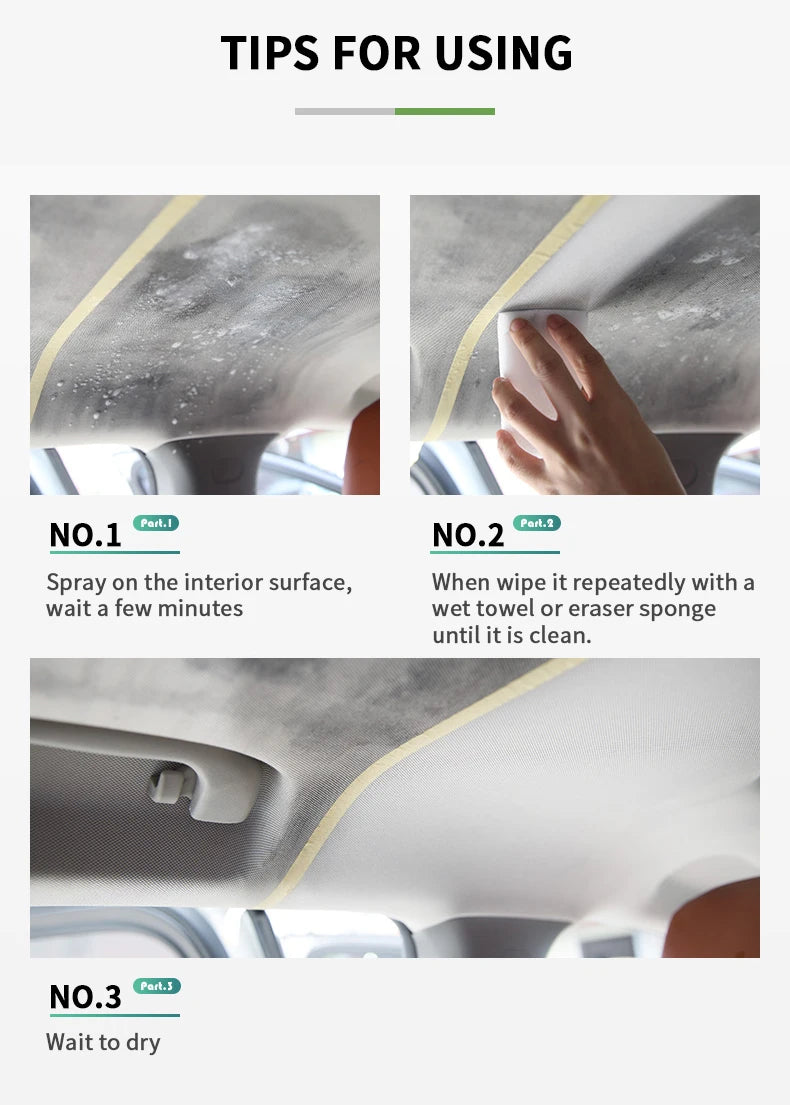 Car Interior Cleaner Agent Ceiling Cleaner Leather Flannel Woven Fabric Water Free Multipurpose Auto Dash Cleaning Tool HGKJ S21