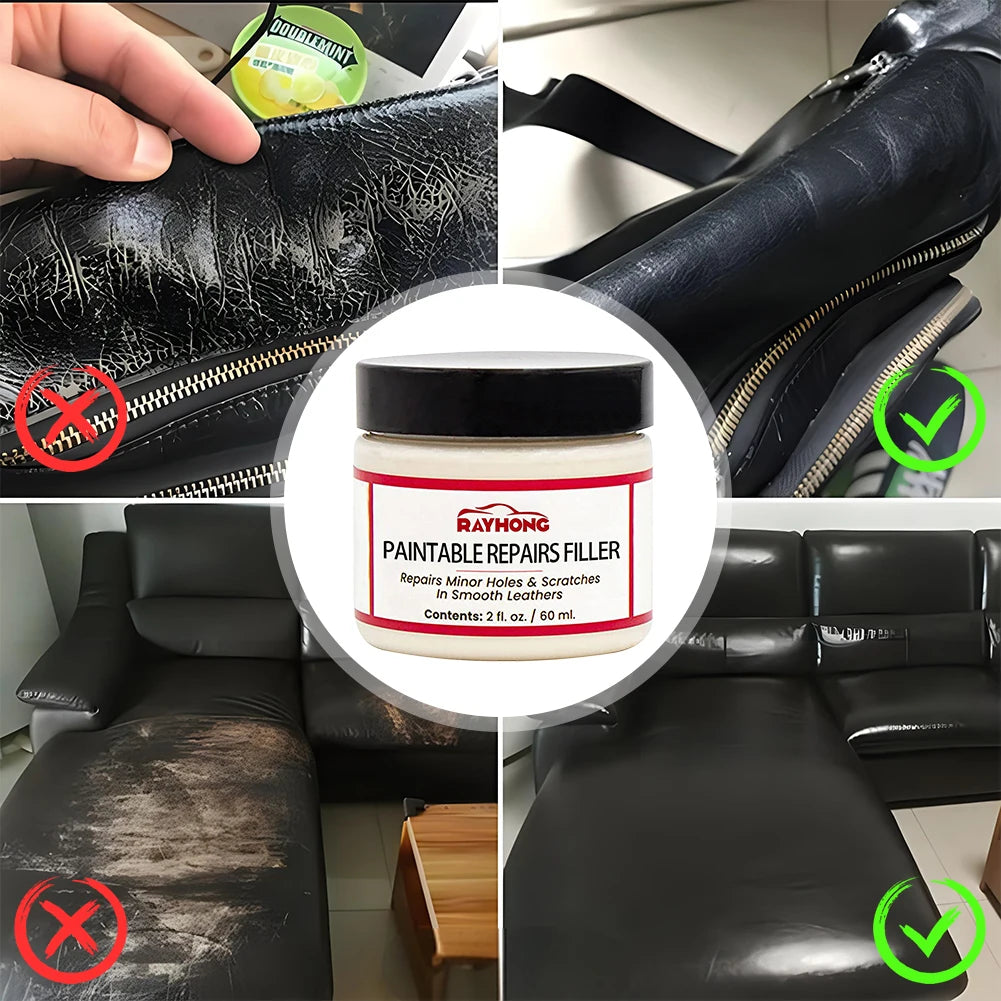 60/20ml Leather Filling Paste Natural Leather Filler Repair Compound Leather Restoration Cream For Tears Crack Burns Holes Fille